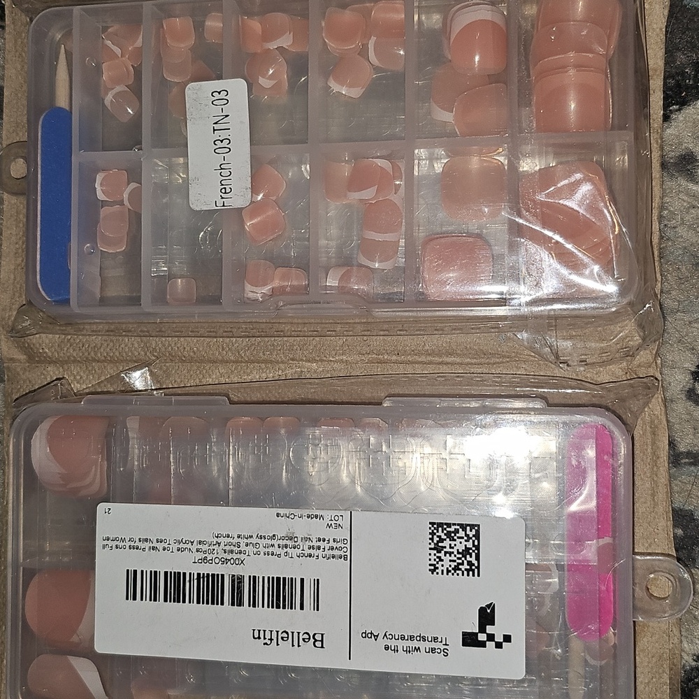 New!!! 2 Boxes of 120pc French White Tips Nude Nails for Toes(stocking stuffers)